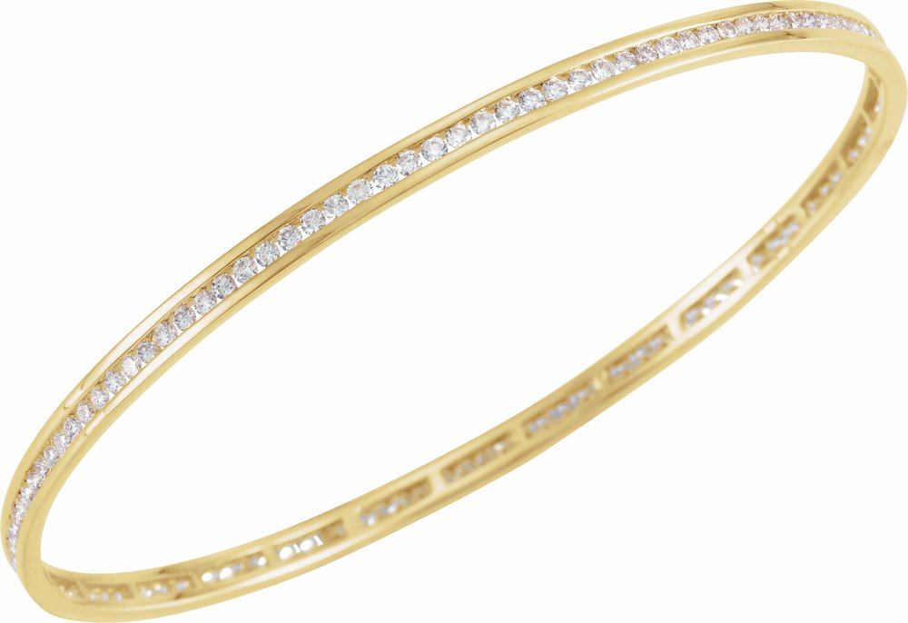 14K Yellow  2 1/4 CTW Natural Diamond Stackable Bangle 8" Bracelet