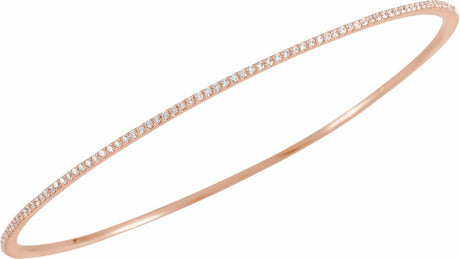 14K Rose Gold 1 CTW Lab-Grown Diamond Stackable Bangle 8" Bracelet
