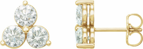 14K Yellow Gold 1/4 CTW Lab-Grown Diamond Three-Stone Earrings
