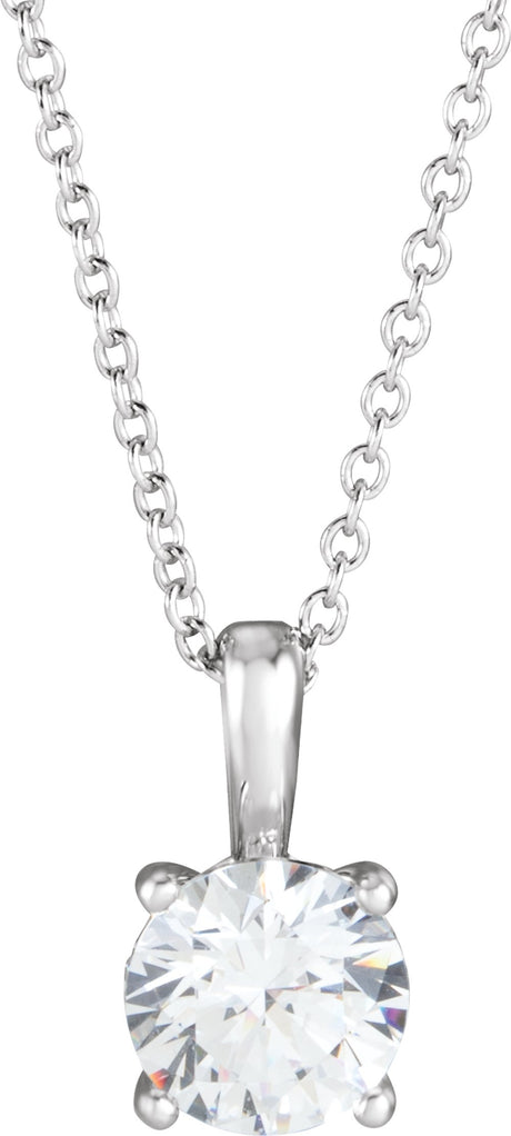 14K White Gold 1/2 CT Natural Diamond 16-18" Necklace