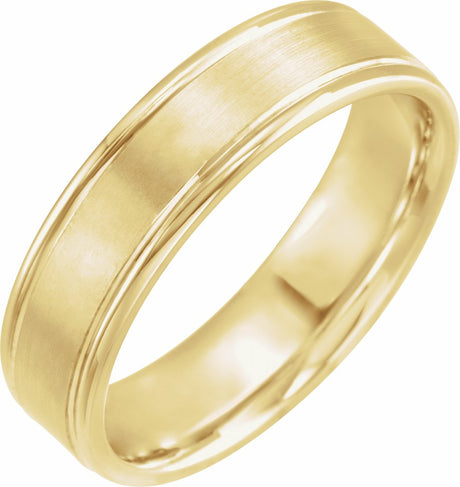 10K Yellow Gold 6 mm Grooved Comfort-Fit Flat Band Size 9