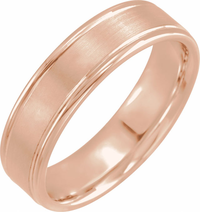 14K Rose 6 mm Grooved Band Size 7