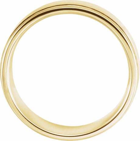 18K Yellow Gold 6 mm Grooved Comfort-Fit Flat Band Size 7