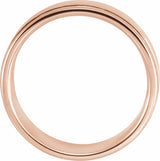 14K Rose 6 mm Grooved Comfort-Fit Flat Band