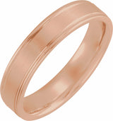 14K Rose 5 mm Grooved Band Size 10