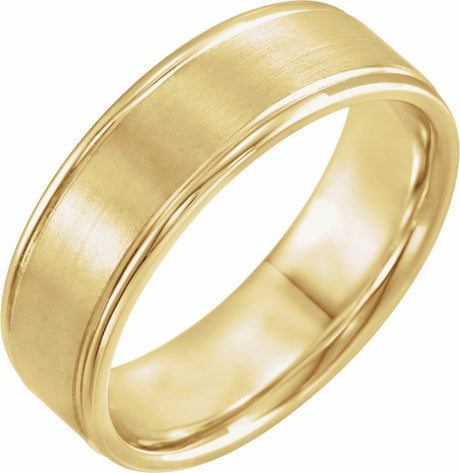 14K Yellow Gold 7 mm Grooved Comfort-Fit Flat Band Size 8