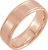 14K Rose 7 mm Grooved Band Size 10