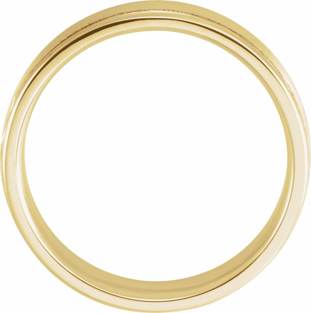 14K Yellow Gold 7 mm Grooved Comfort-Fit Flat Band Size 9