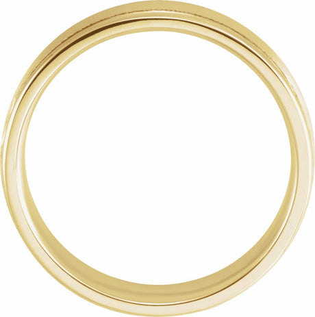 14K Yellow Gold 7 mm Grooved Comfort-Fit Flat Band Size 8