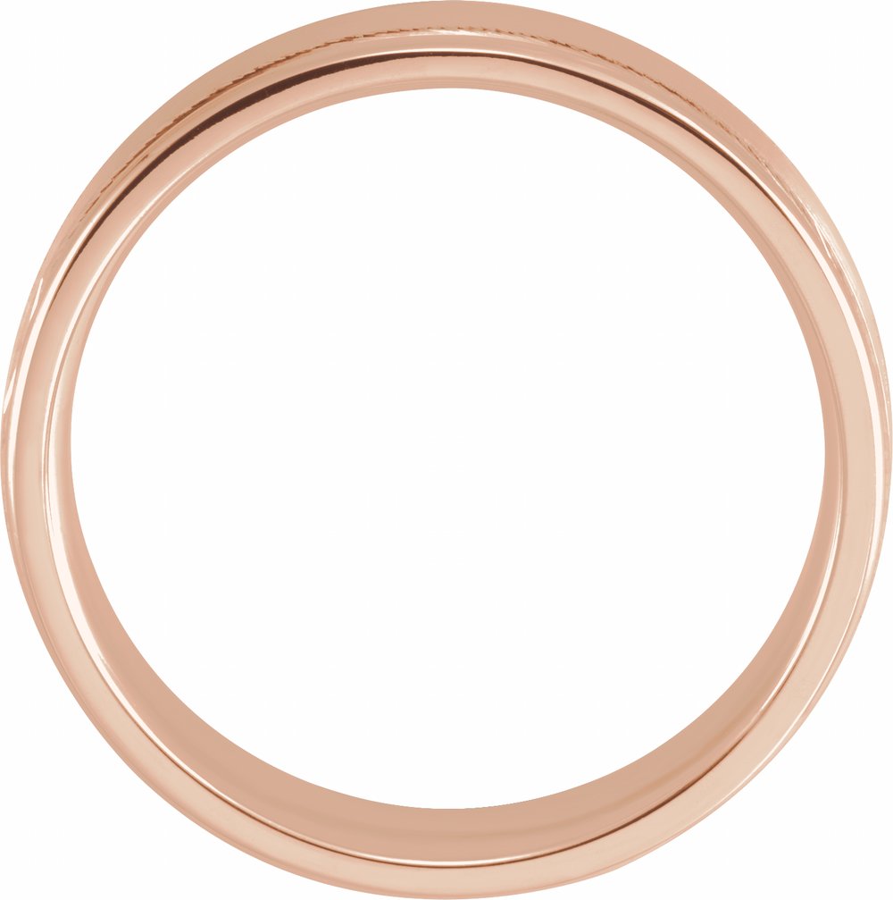 14K Rose Gold 7 mm Grooved Comfort-Fit Flat Band Size 10