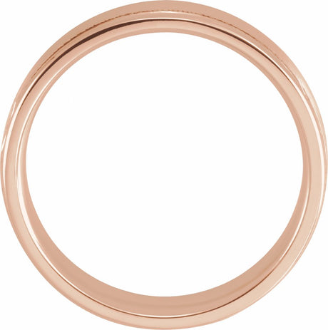 14K Rose Gold 7 mm Grooved Comfort-Fit Flat Band Size 10