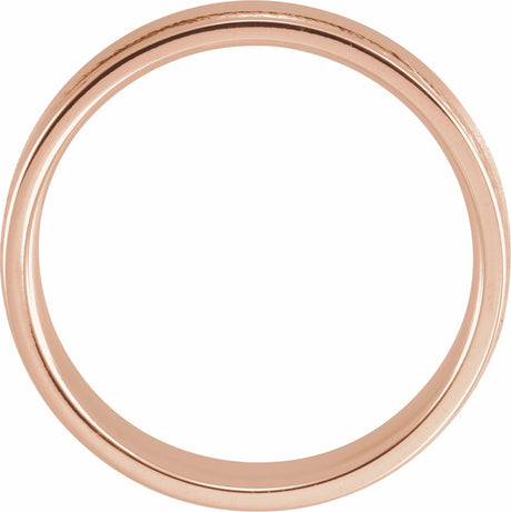 14K Rose 7 mm Grooved Comfort-Fit Flat Band Size 10