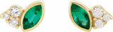 14K Yellow Gold Lab-Grown Emerald & .05 CTW Natural Diamond Earrings