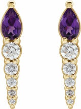 14K Yellow Natural Amethyst & 1/4 CTW Natural Diamond Earrings