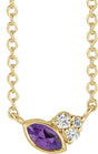 14K Yellow Gold Natural Amethyst & .03 CTW Natural Diamond 16" Necklace
