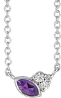 14K White Natural Amethyst & .03 CTW Natural Diamond 18" Necklace 