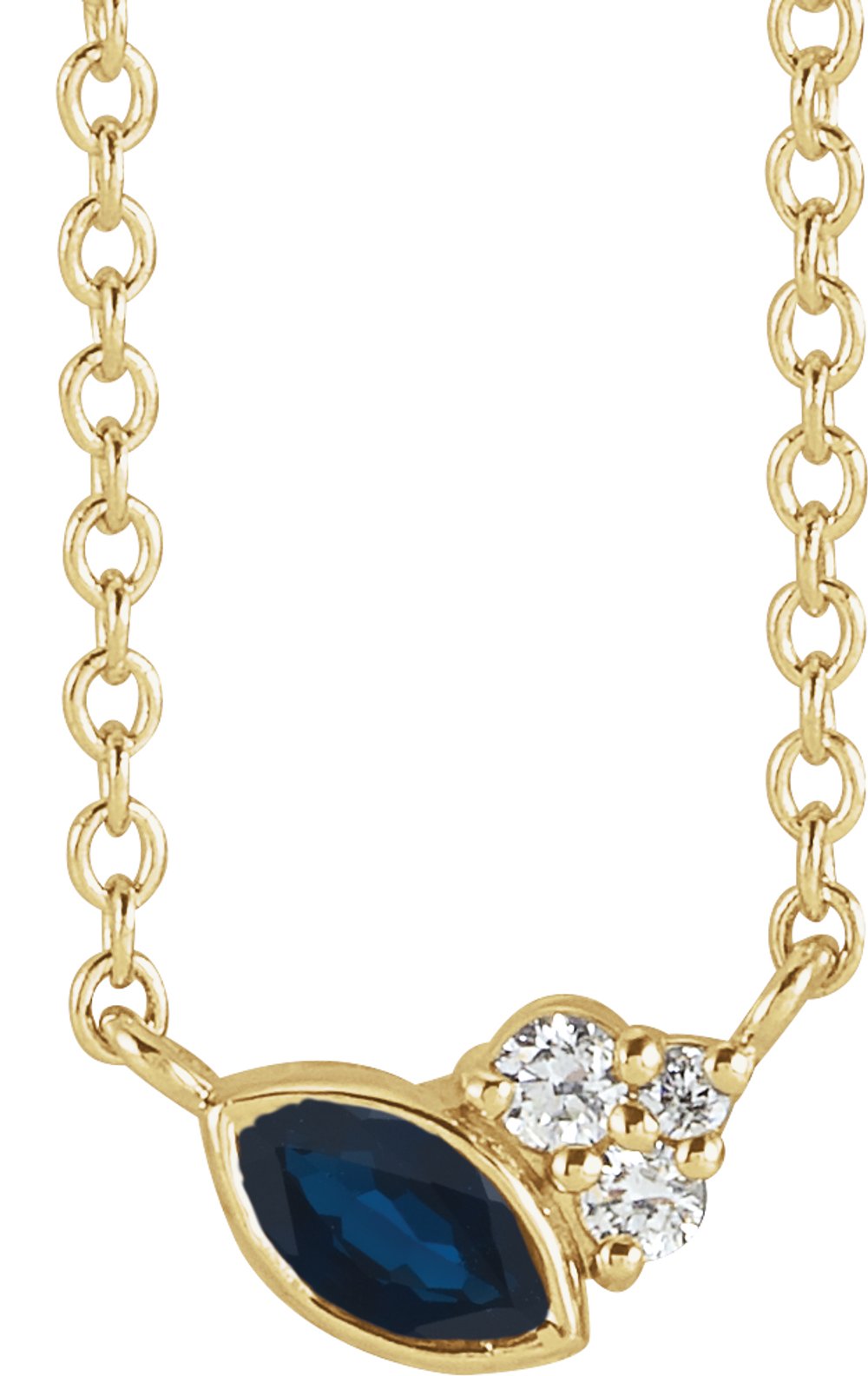 14K Yellow Gold Natural Blue Sapphire & .03 CTW Natural Diamond 16" Necklace