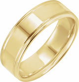 10K Yellow Gold 7 mm Grooved Comfort-Fit Flat Band Size 9.5