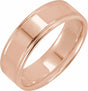 14K Rose Gold 7 mm Grooved Comfort-Fit Flat Band Size 10