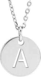 14K White Gold Initial A 16-18" Necklace
