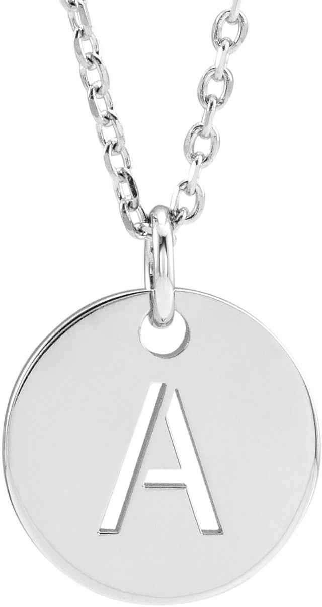 14K White Gold Initial A 16-18" Necklace