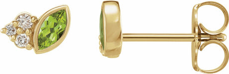 14K Yellow Gold Natural Peridot & .05 CTW Natural Diamond Earrings