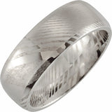 Damascus Steel 8 mm Beveled-Edge Comfort-Fit Band Size 7