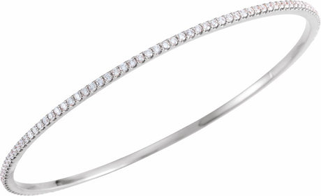 14K White Gold 2 CTW Lab-Grown Diamond Stackable Bangle 8" Bracelet