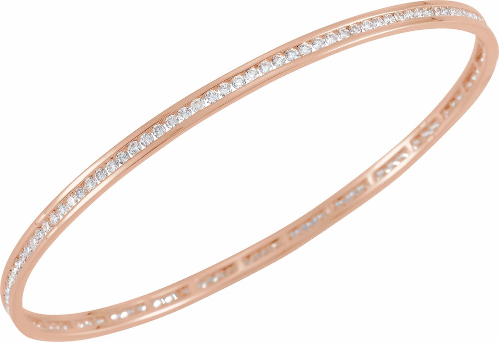 14K Rose 2 1/4 CTW Natural Diamond Stackable Bangle 8" Bracelet