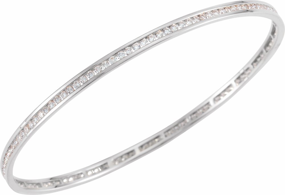 14K White 2 1/4 CTW Natural Diamond Stackable Bangle 8" Bracelet