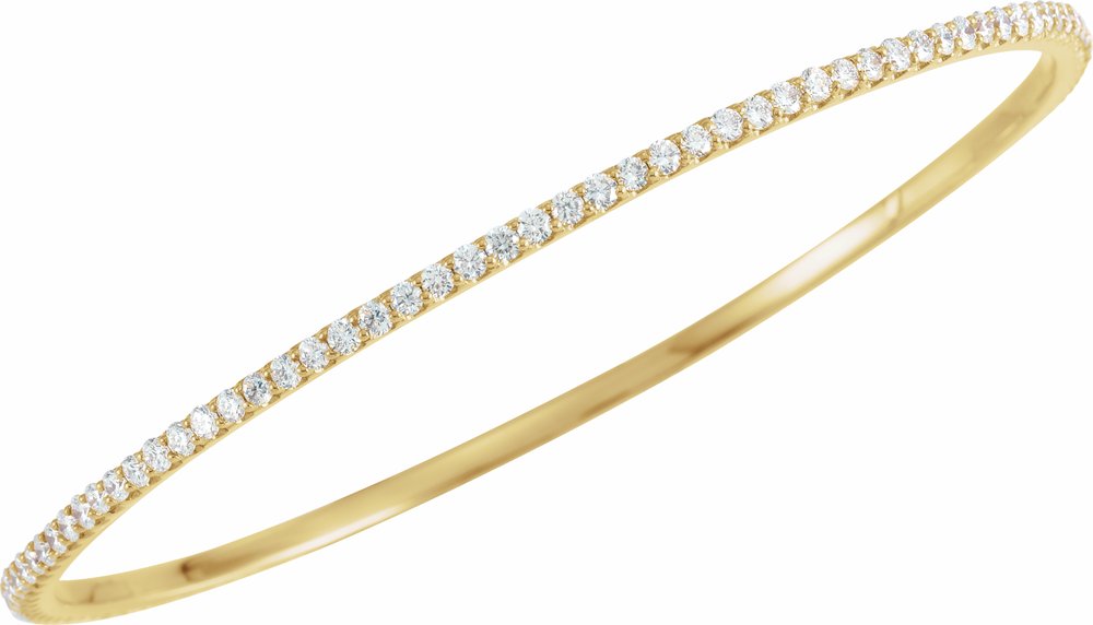 14K Yellow Gold 3 CTW Natural Diamond Stackable Bangle 8" Bracelet