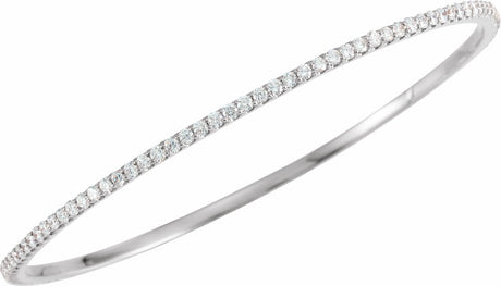 14K White 3 CTW Natural Diamond Stackable Bangle 8" Bracelet