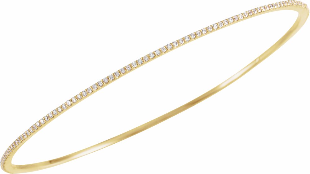 14K Yellow Gold 1 CTW Natural Diamond Stackable Bangle 8" Bracelet
