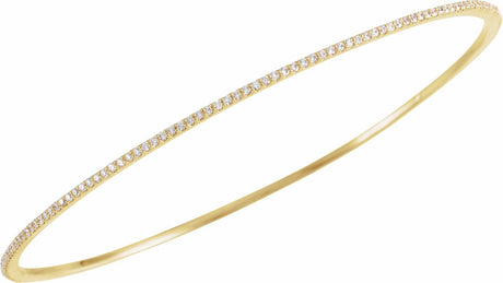 14K Yellow Gold 1 CTW Natural Diamond Stackable Bangle 8" Bracelet