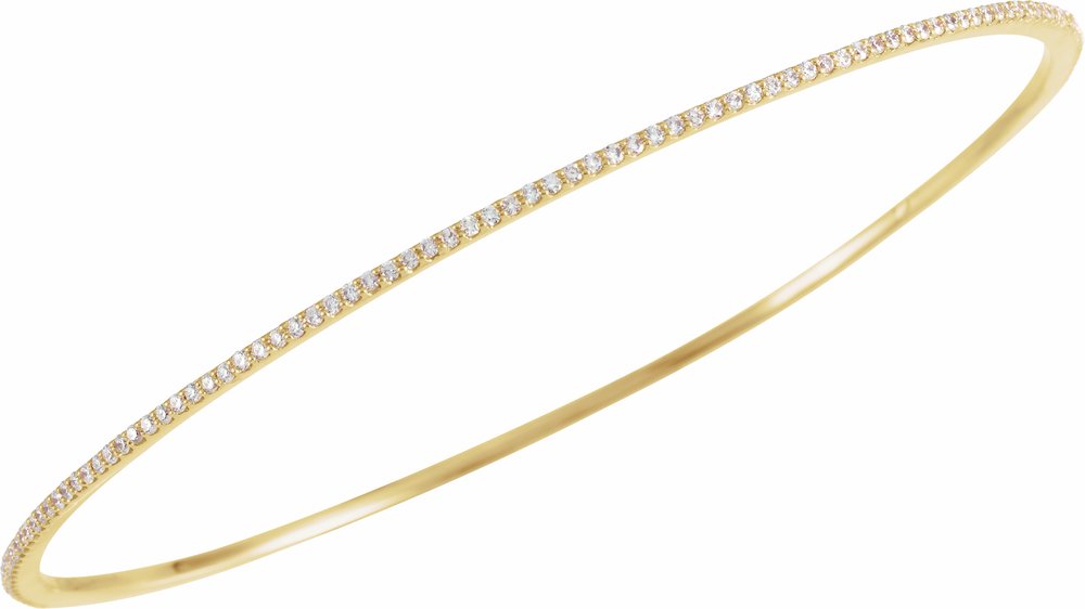 14K Yellow 1 CTW Natural Diamond Stackable Bangle 8" Bracelet