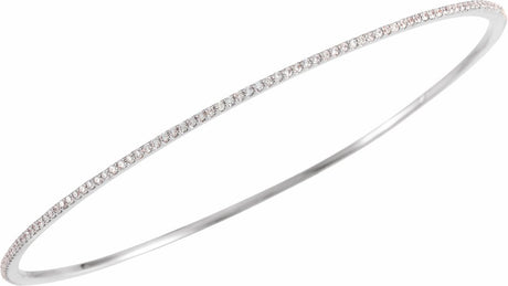 14K White 1 CTW Lab-Grown Diamond Stackable Bangle 8" Bracelet