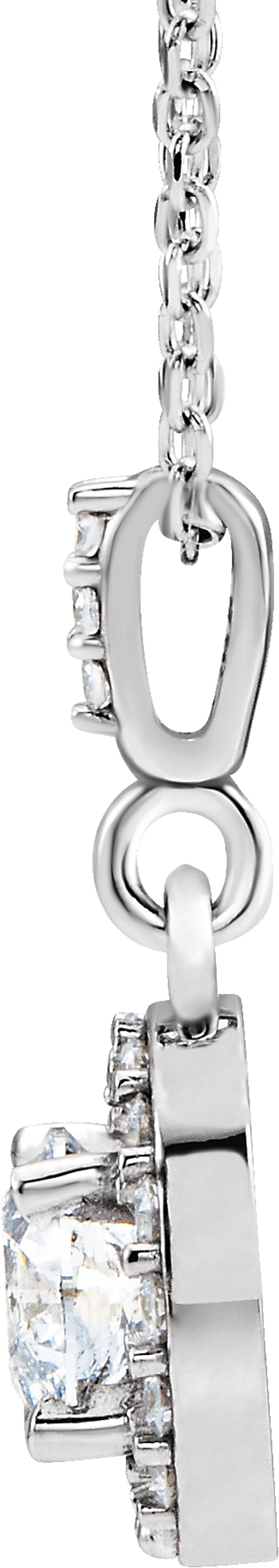 14K White Gold 5/8 CTW Natural Diamond Halo-Style 18" Necklace