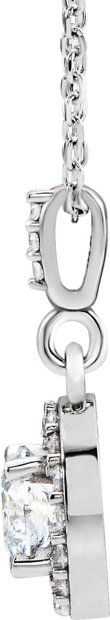 14K White Gold 5/8 CTW Natural Diamond Halo-Style 18" Necklace