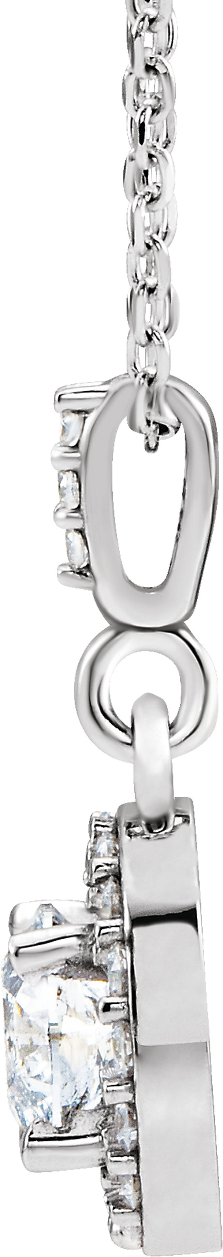 14K White Gold 5/8 CTW Natural Diamond Halo-Style 18" Necklace