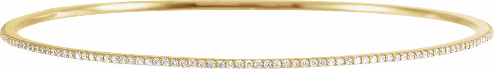 14K Yellow Gold 1 CTW Natural Diamond Stackable Bangle 8" Bracelet