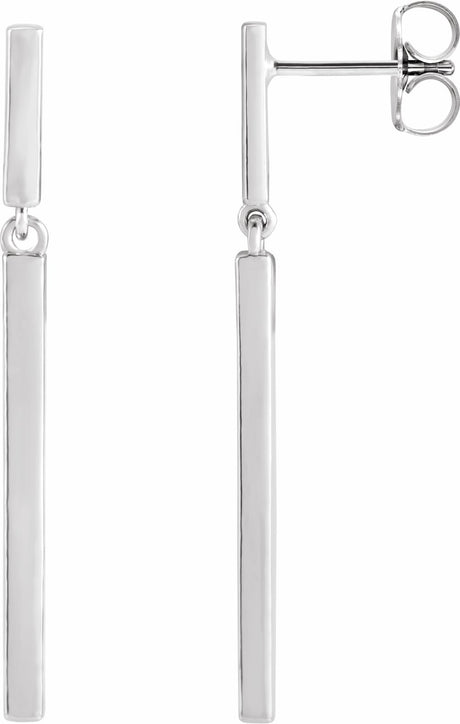 Sterling Silver 25.9x1.8 mm Articulated Bar Earrings