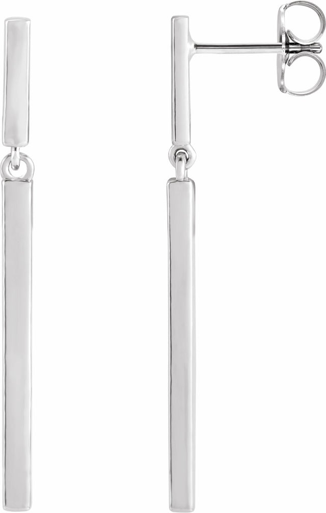 Sterling Silver 25.9x1.8 mm Articulated Bar Earrings