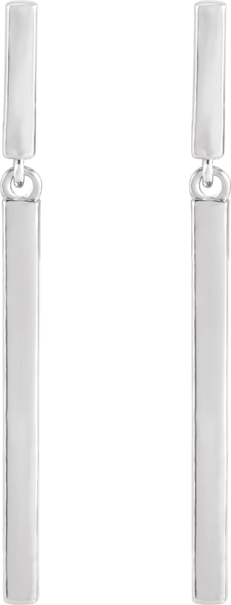 Platinum 25.9x1.8 mm Articulated Bar Earrings