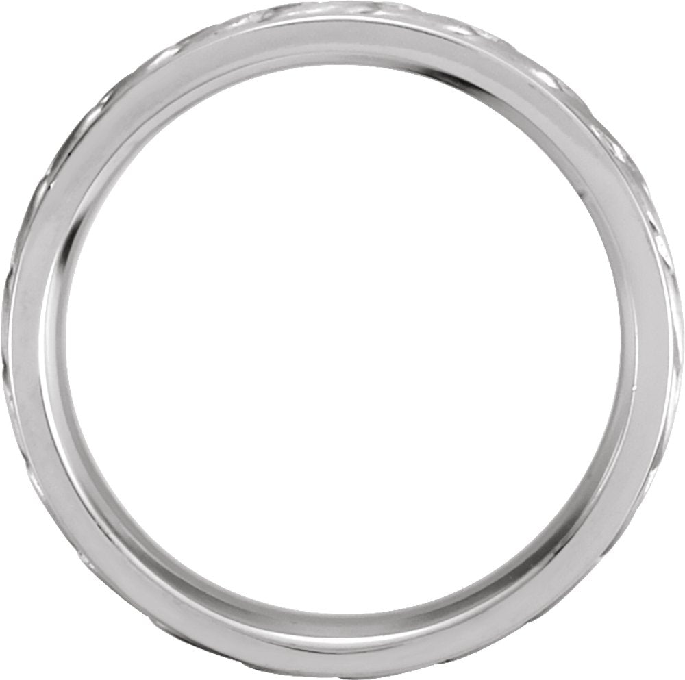 14K White 6.75 mm Rope Hand-Woven Flat Comfort-Fit Band Size 10