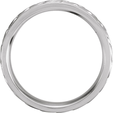 14K White 6.75 mm Rope Hand-Woven Flat Comfort-Fit Band Size 10