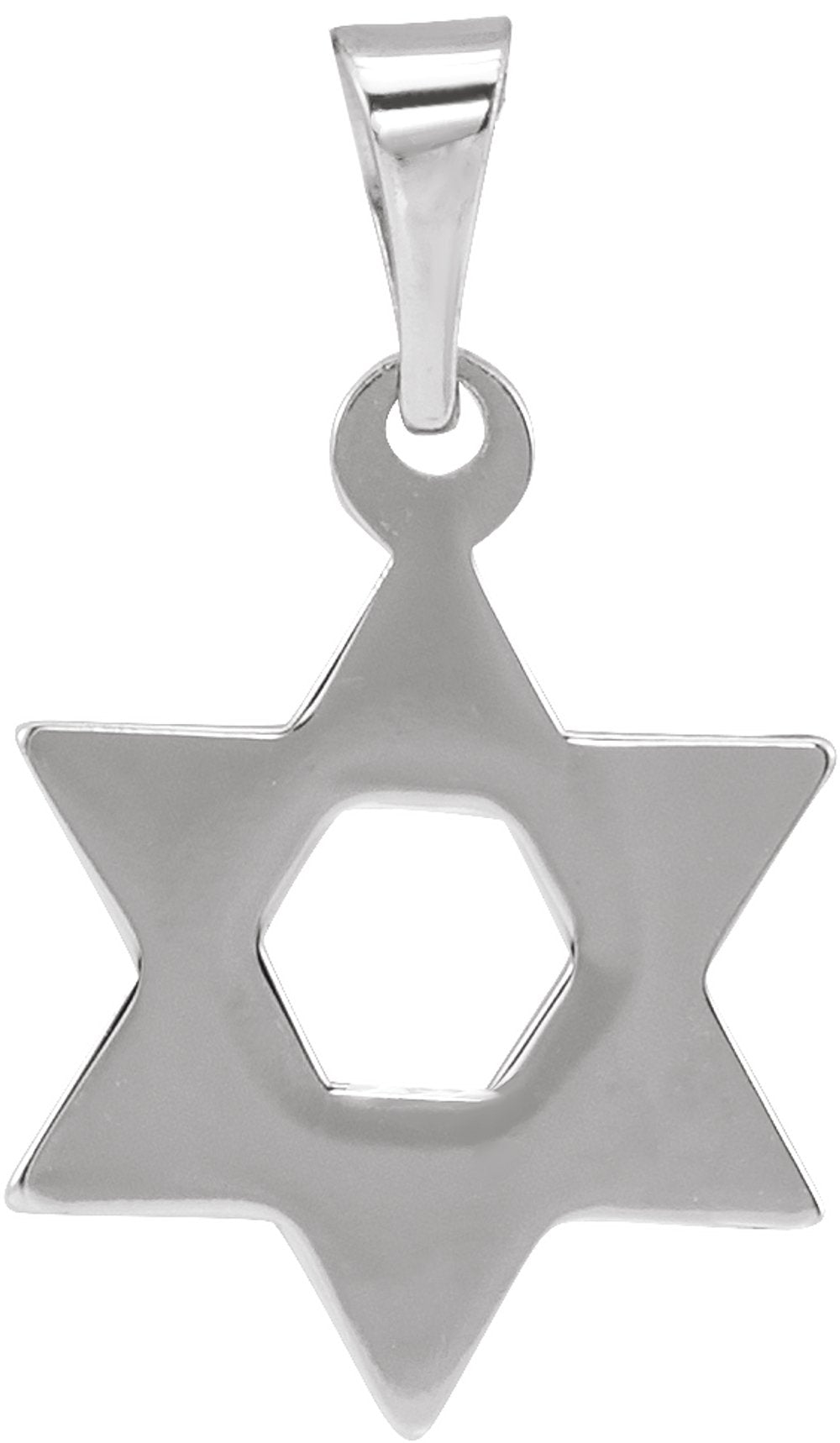 14K White 14x12 mm Star of David Pendant