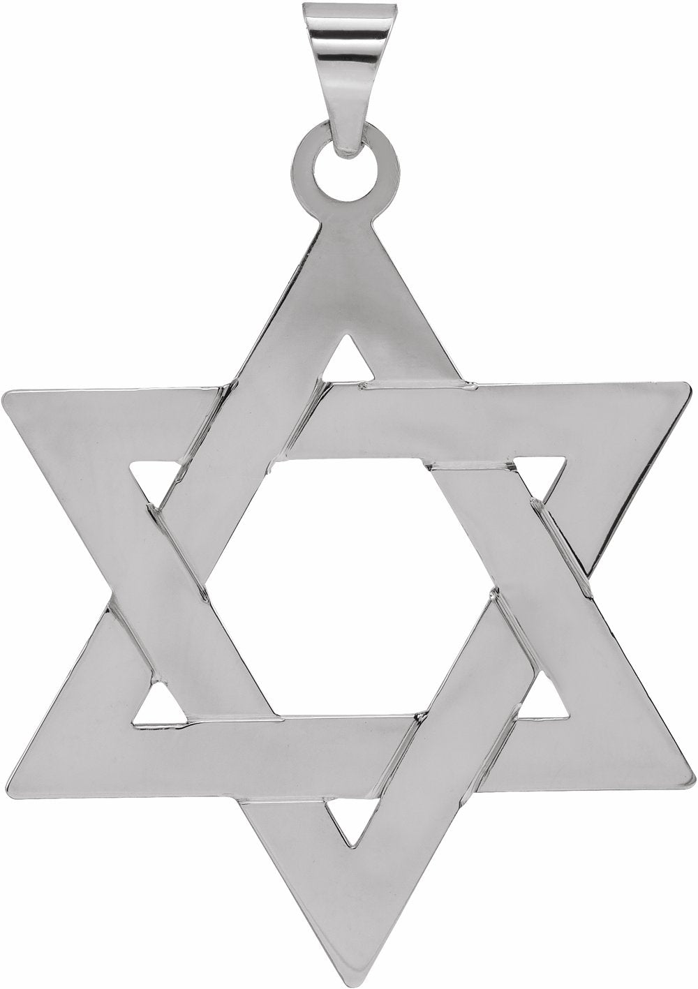 14K White 32x26 mm Star of David Pendant