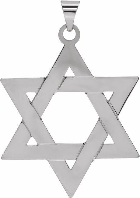 14K White 32x26 mm Star of David Pendant