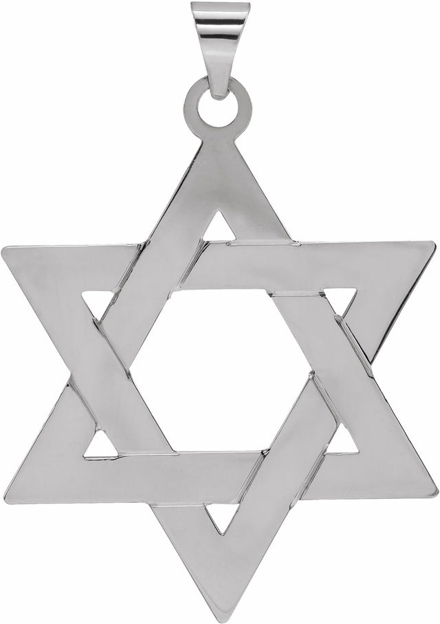 14K White 32x26 mm Star of David Pendant