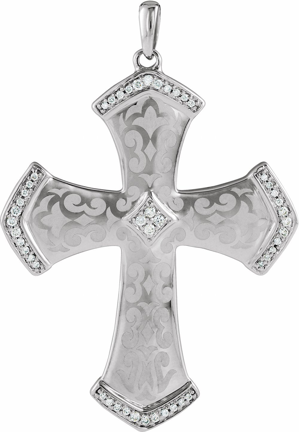 Sterling Silver 1/5 CTW Natural Diamond Cross Pendant 